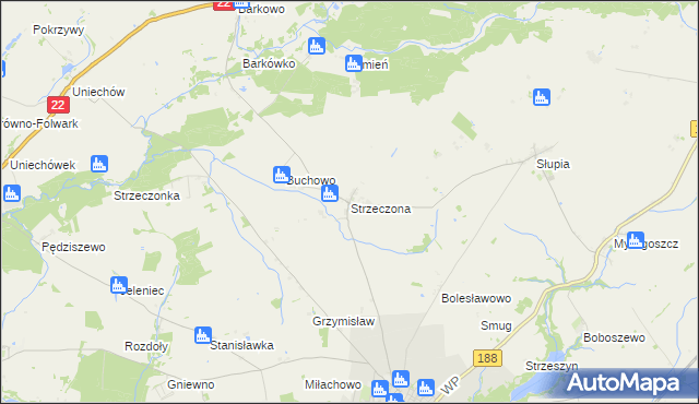 mapa Strzeczona, Strzeczona na mapie Targeo