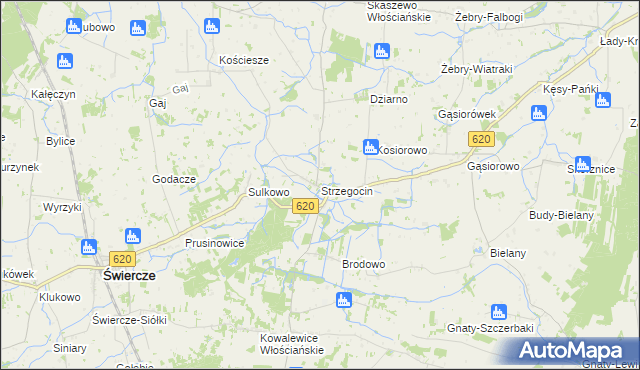 mapa Strzegocin gmina Świercze, Strzegocin gmina Świercze na mapie Targeo