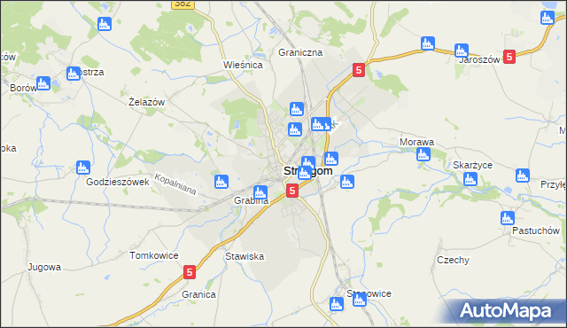 mapa Strzegom powiat świdnicki, Strzegom powiat świdnicki na mapie Targeo