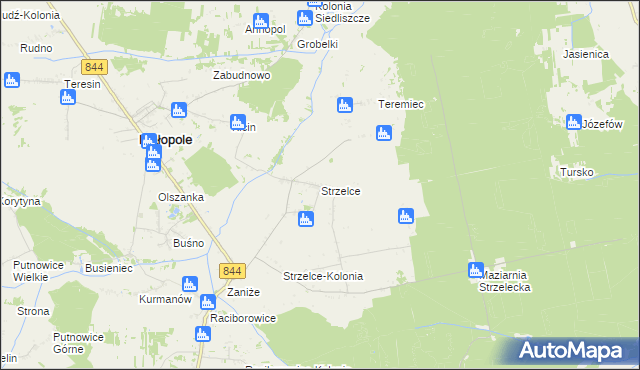 mapa Strzelce gmina Białopole, Strzelce gmina Białopole na mapie Targeo