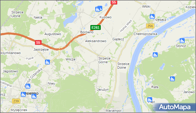 mapa Strzelce Górne, Strzelce Górne na mapie Targeo