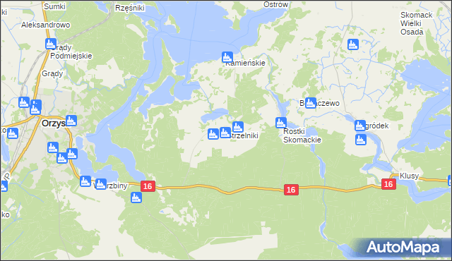 mapa Strzelniki gmina Orzysz, Strzelniki gmina Orzysz na mapie Targeo