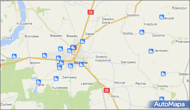 mapa Strzelno Klasztorne, Strzelno Klasztorne na mapie Targeo