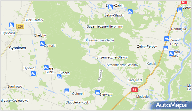 mapa Strzemieczne-Oleksy, Strzemieczne-Oleksy na mapie Targeo