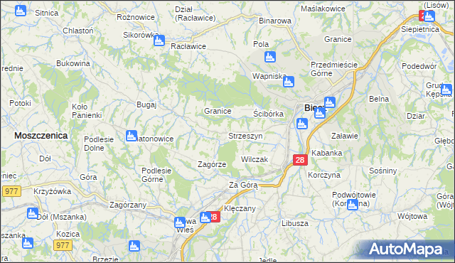 mapa Strzeszyn gmina Biecz, Strzeszyn gmina Biecz na mapie Targeo