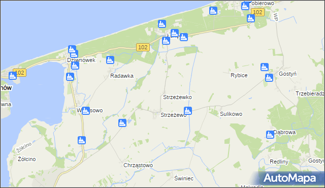 mapa Strzeżewko, Strzeżewko na mapie Targeo