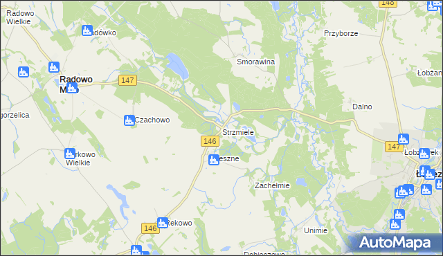 mapa Strzmiele, Strzmiele na mapie Targeo