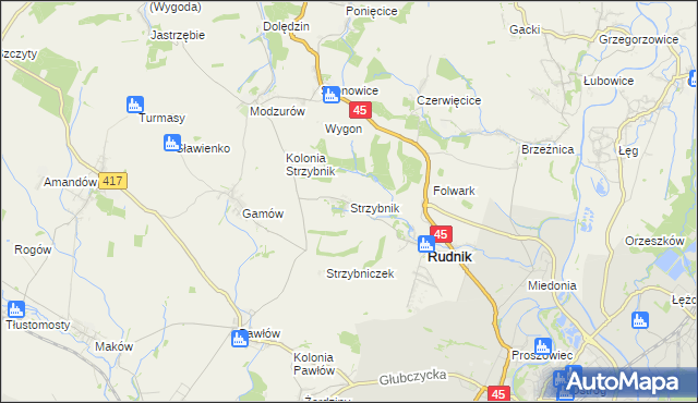 mapa Strzybnik, Strzybnik na mapie Targeo