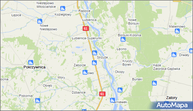 mapa Strzyże gmina Pokrzywnica, Strzyże gmina Pokrzywnica na mapie Targeo