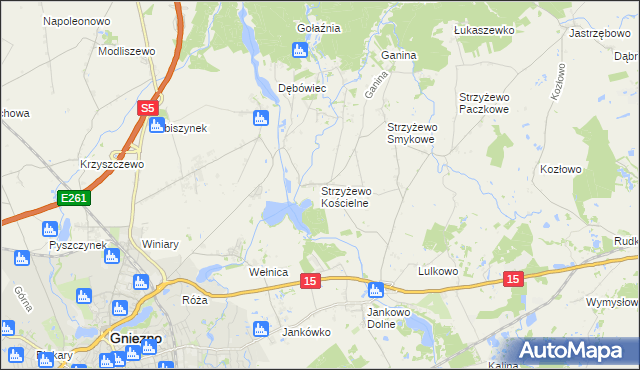 mapa Strzyżewo Kościelne, Strzyżewo Kościelne na mapie Targeo