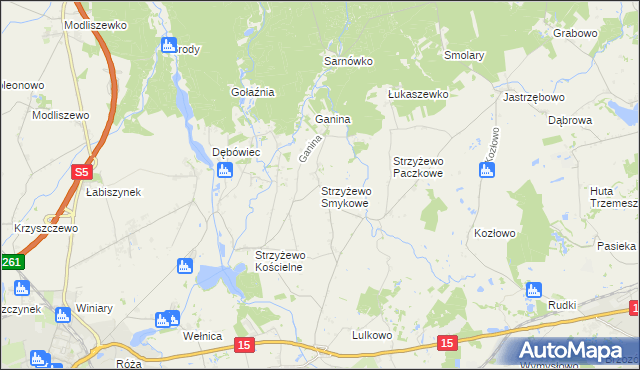 mapa Strzyżewo Smykowe, Strzyżewo Smykowe na mapie Targeo