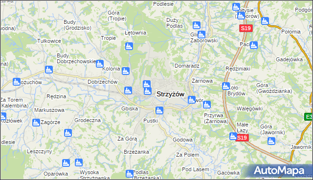 mapa Strzyżów, Strzyżów na mapie Targeo