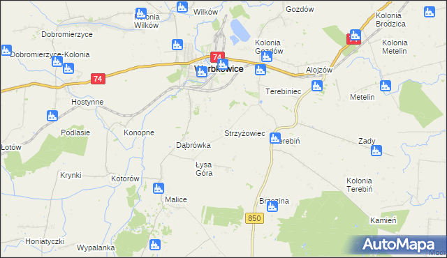 mapa Strzyżowiec gmina Werbkowice, Strzyżowiec gmina Werbkowice na mapie Targeo