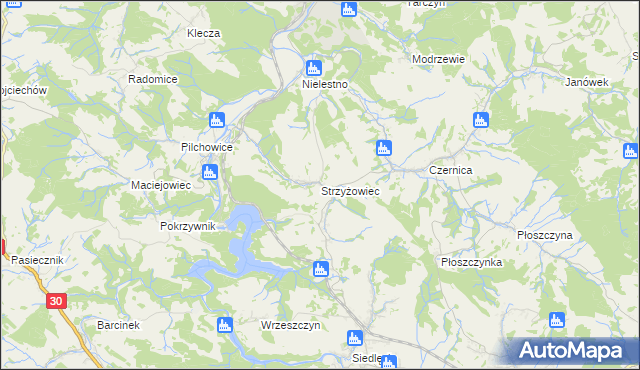 mapa Strzyżowiec gmina Wleń, Strzyżowiec gmina Wleń na mapie Targeo