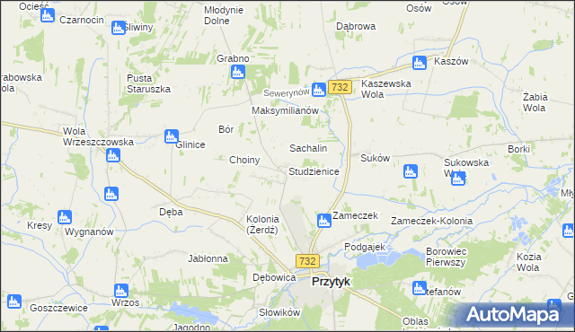 mapa Studzienice gmina Przytyk, Studzienice gmina Przytyk na mapie Targeo