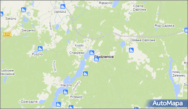 mapa Studzienice powiat bytowski, Studzienice powiat bytowski na mapie Targeo