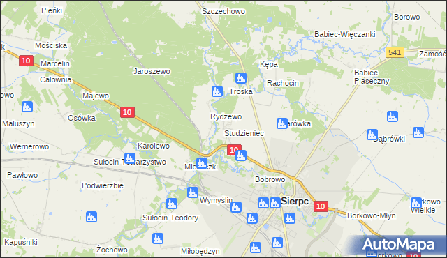 mapa Studzieniec gmina Sierpc, Studzieniec gmina Sierpc na mapie Targeo