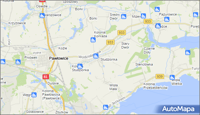 mapa Studzionka gmina Pszczyna, Studzionka gmina Pszczyna na mapie Targeo
