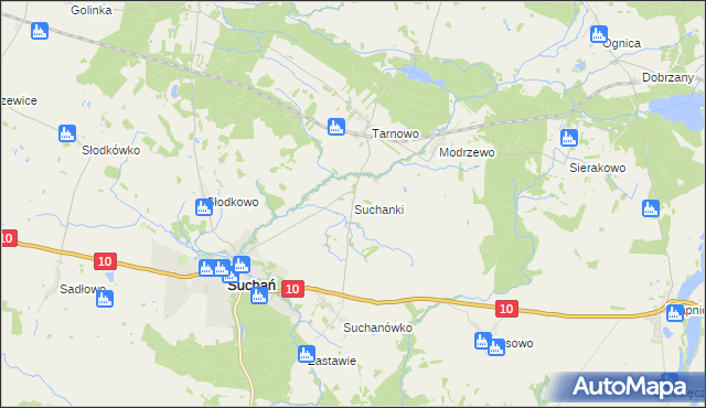 mapa Suchanki, Suchanki na mapie Targeo