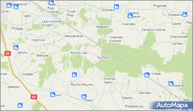 mapa Suchocin gmina Łuków, Suchocin gmina Łuków na mapie Targeo