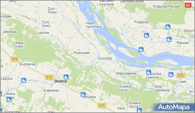 mapa Suchodół gmina Iłów, Suchodół gmina Iłów na mapie Targeo
