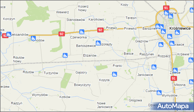 mapa Suchodoły gmina Krośniewice, Suchodoły gmina Krośniewice na mapie Targeo