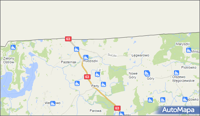 mapa Suczki gmina Węgorzewo, Suczki gmina Węgorzewo na mapie Targeo