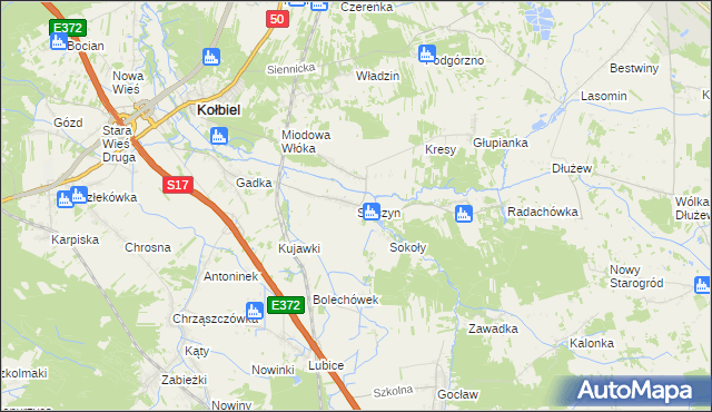 mapa Sufczyn gmina Kołbiel, Sufczyn gmina Kołbiel na mapie Targeo