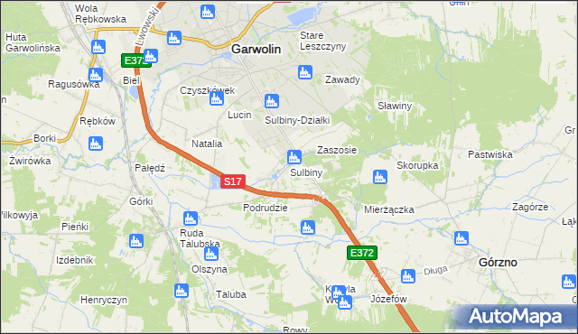 mapa Sulbiny, Sulbiny na mapie Targeo