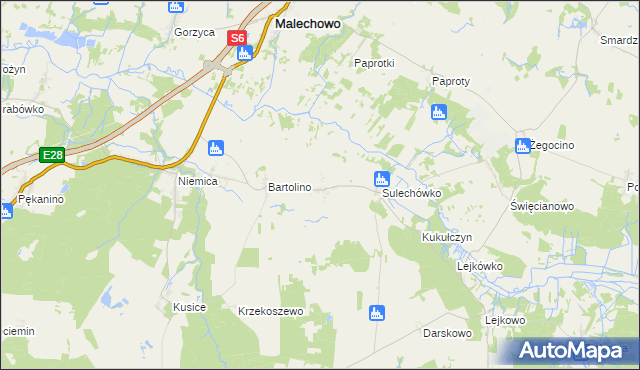 mapa Sulechowo, Sulechowo na mapie Targeo