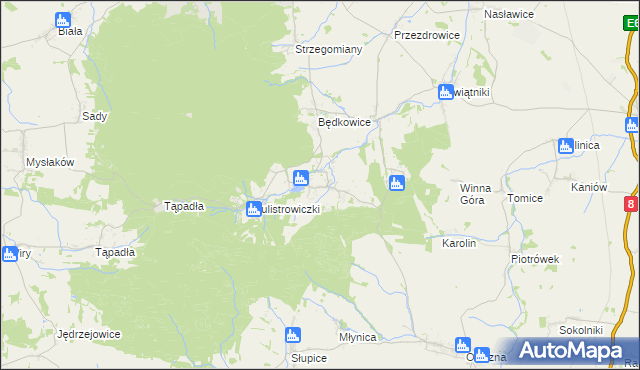 mapa Sulistrowice gmina Sobótka, Sulistrowice gmina Sobótka na mapie Targeo