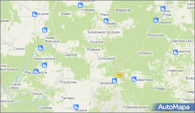 mapa Suliszowice, Suliszowice na mapie Targeo