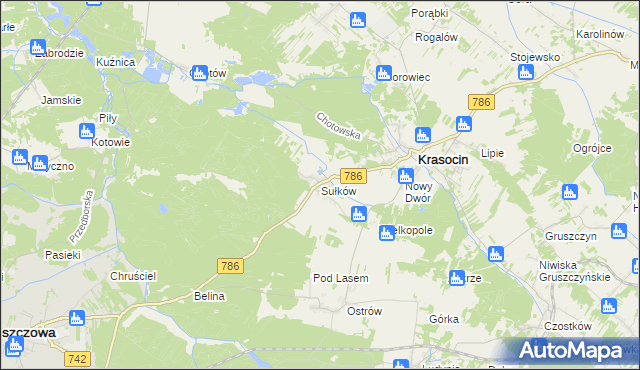 mapa Sułków gmina Krasocin, Sułków gmina Krasocin na mapie Targeo