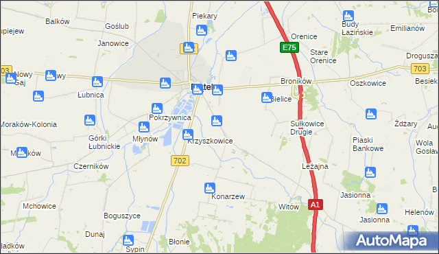 mapa Sułkowice Pierwsze, Sułkowice Pierwsze na mapie Targeo