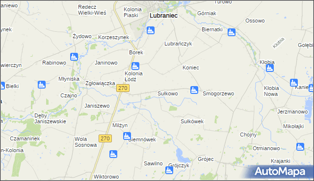 mapa Sułkowo gmina Lubraniec, Sułkowo gmina Lubraniec na mapie Targeo