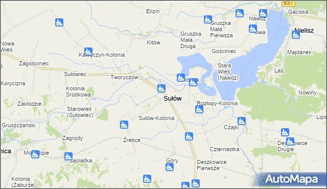 mapa Sułów powiat zamojski, Sułów powiat zamojski na mapie Targeo