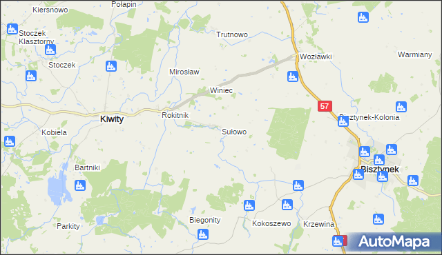 mapa Sułowo gmina Bisztynek, Sułowo gmina Bisztynek na mapie Targeo