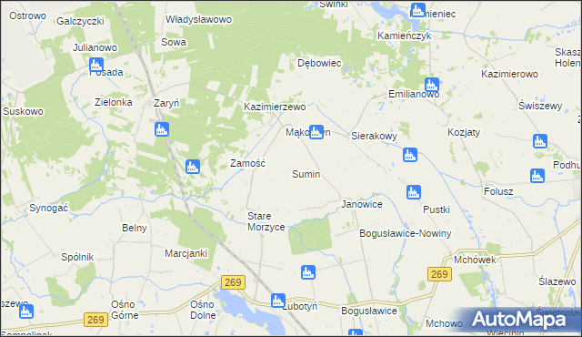 mapa Sumin gmina Wierzbinek, Sumin gmina Wierzbinek na mapie Targeo