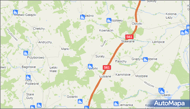 mapa Surały, Surały na mapie Targeo