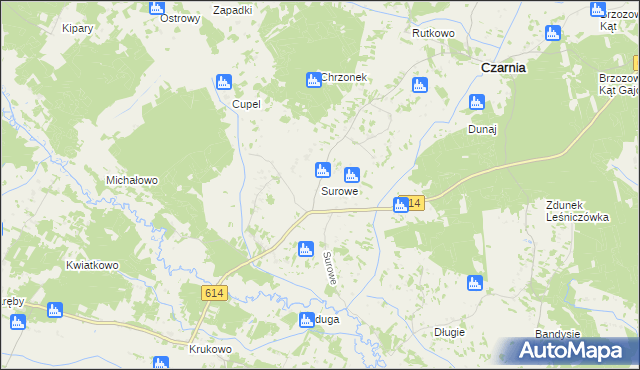 mapa Surowe gmina Czarnia, Surowe gmina Czarnia na mapie Targeo