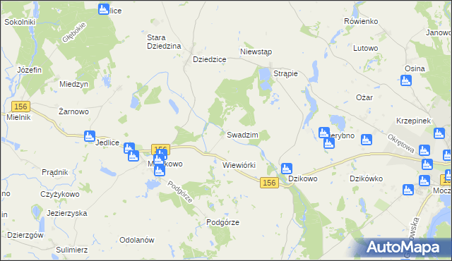 mapa Swadzim gmina Barlinek, Swadzim gmina Barlinek na mapie Targeo