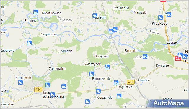 mapa Świączyń, Świączyń na mapie Targeo