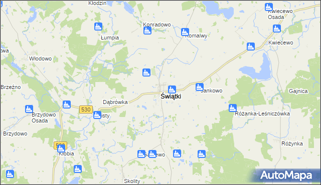 mapa Świątki powiat olsztyński, Świątki powiat olsztyński na mapie Targeo