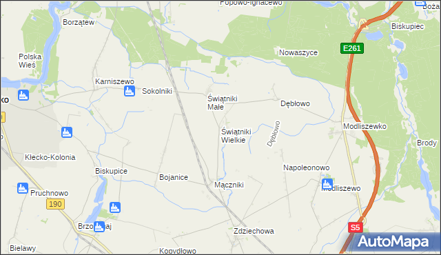 mapa Świątniki Wielkie, Świątniki Wielkie na mapie Targeo