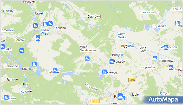 mapa Świdno gmina Krasocin, Świdno gmina Krasocin na mapie Targeo