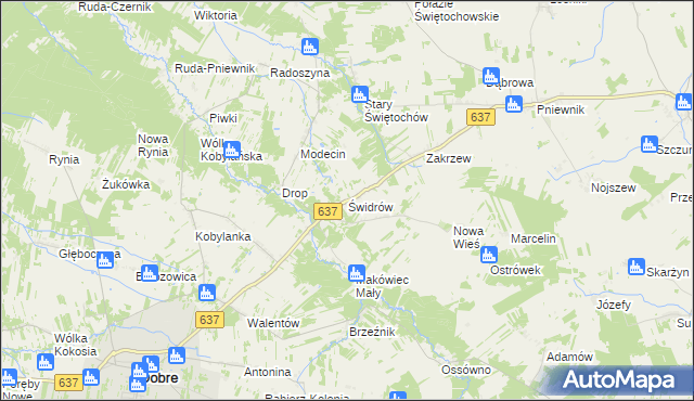 mapa Świdrów, Świdrów na mapie Targeo