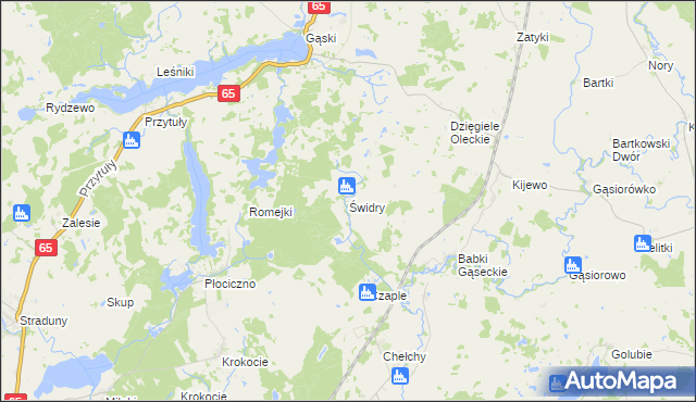 mapa Świdry gmina Olecko, Świdry gmina Olecko na mapie Targeo