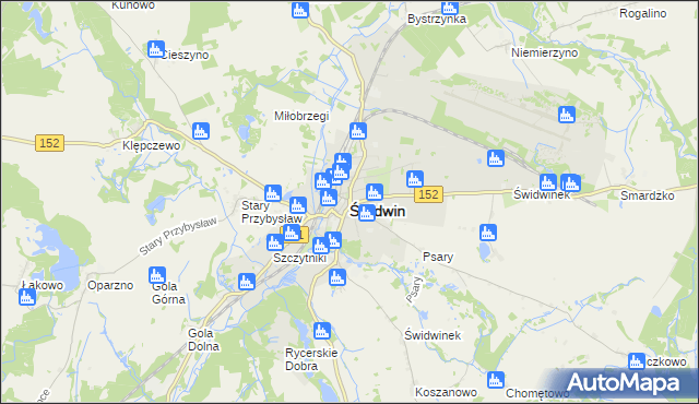 mapa Świdwin, Świdwin na mapie Targeo