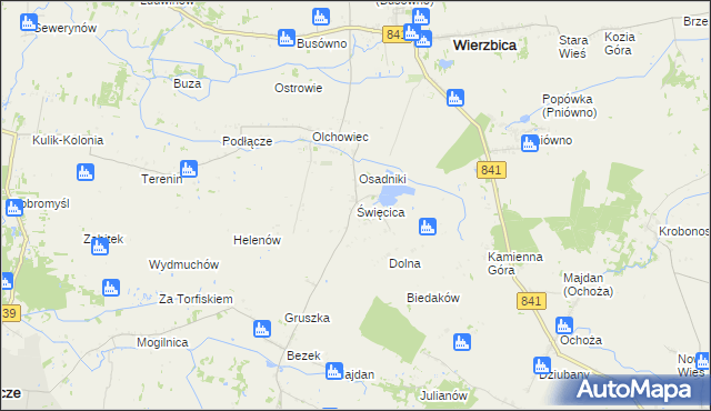 mapa Święcica gmina Wierzbica, Święcica gmina Wierzbica na mapie Targeo