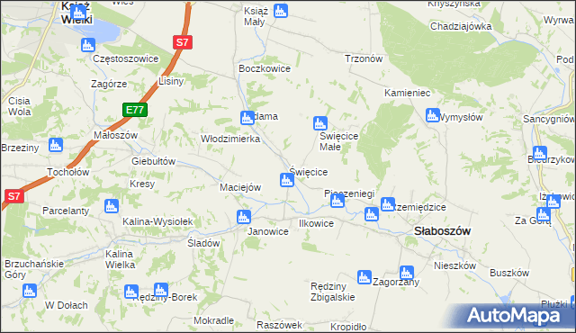 mapa Święcice gmina Słaboszów, Święcice gmina Słaboszów na mapie Targeo